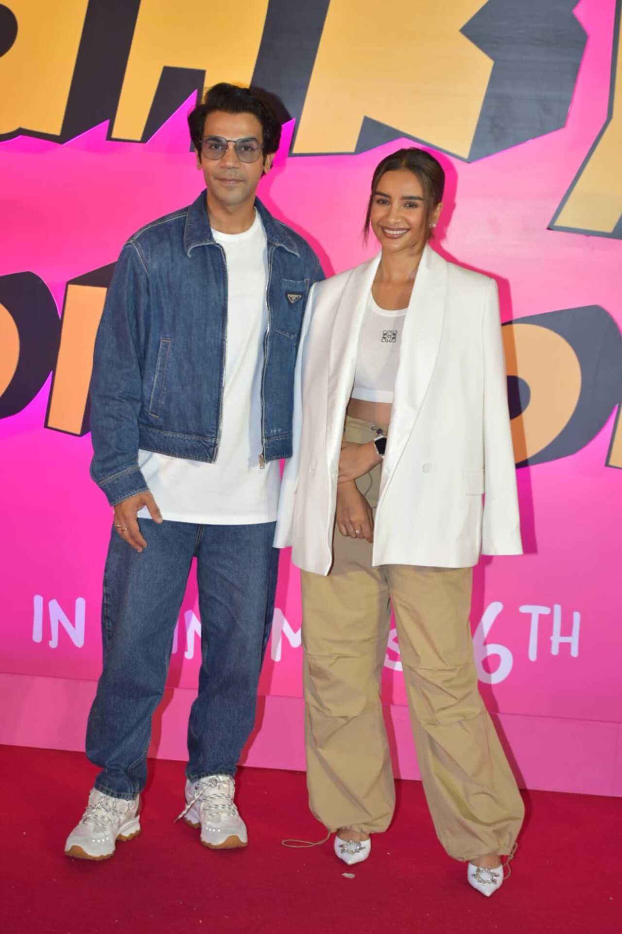 Rajkummar Rao and Patralekhaa cheered for the team of Thank You For Coming at the premiere